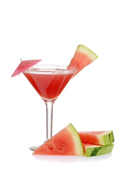 Watermeloen martini met paraplu en fruit — Stockfoto