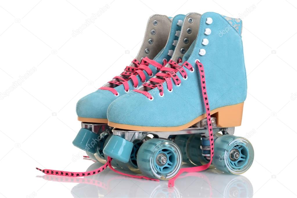 women blue quad roller skates