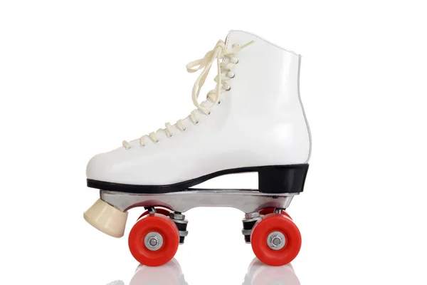 Side view women white quad roller skate — Stock Photo, Image
