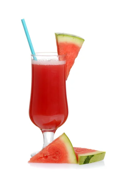 Vattenmelon smoothie med halm och frukt skivor — Stockfoto