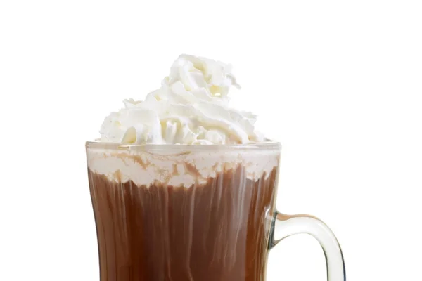 Closeup hot chocolate with whipped cream — Stock Photo, Image