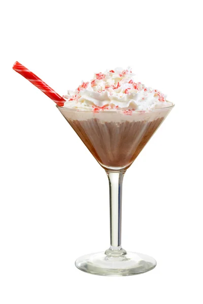 Choklad Godis Sockerrör Martini Med Pepparmynta Pinne — Stockfoto