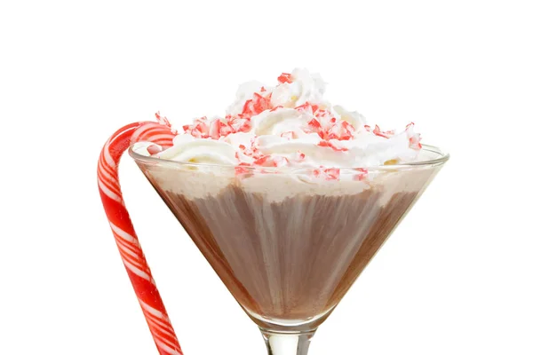 Closeup Chocolate Candy Cane Martini — Stock Photo, Image