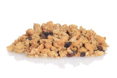 granola kuru üzüm badem tahıl yığını