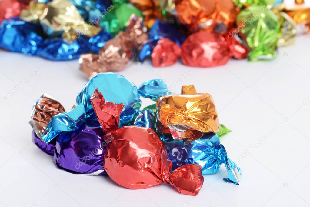 colorful christmas shiny wrapped chocolate