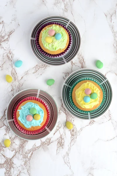 Top View Easter Cupcakes Eggs — Stock Photo, Image