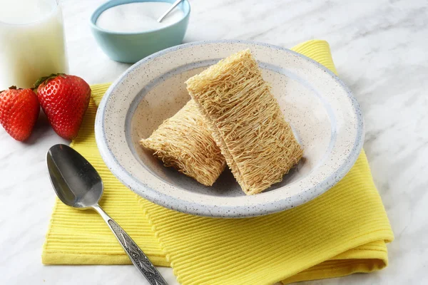 Closeup Bowl Shredded Wheat Cereal — Stock Photo, Image