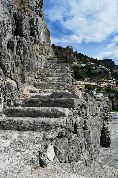 Positano old harbour steps — Stock Photo, Image