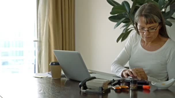 Mulher trabalhando no escritório em casa Filmagem De Stock Royalty-Free