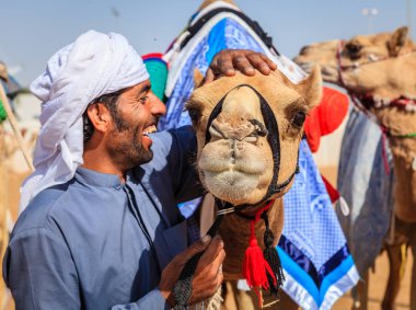 Camel handler wearing shemagh clipart