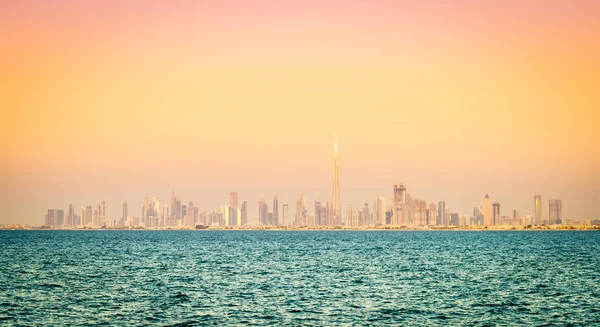 Приморський Видом Горизонт Дубая Центру Міста Заході Сонця — стокове фото