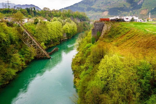 Разрушенный Железнодорожный Мост Ябланице Боснии Герцеговине — стоковое фото