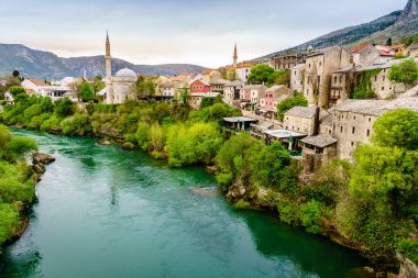Mostar and Neretva River clipart