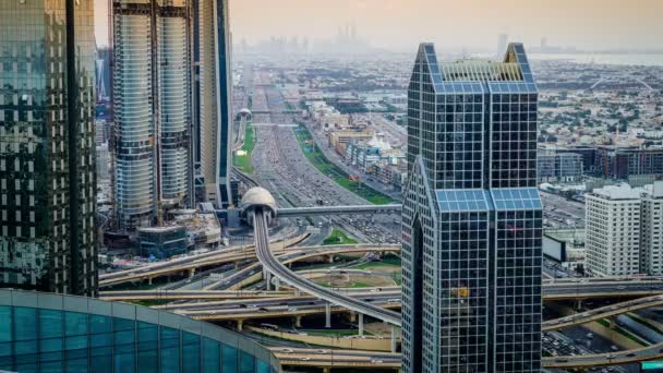 Time Lapse Video Dubai Skyline Rush Hour Traffic Downtown — Stock Video