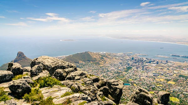 Blick Auf Die Stadt Kapstadt Der Atlantikküste Vom Tafelberg — Stockfoto