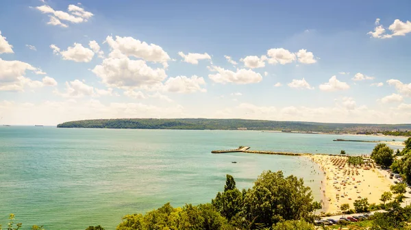 Vista Panorâmica Das Praias Longo Costa Mar Negro Varna Bulgária — Fotografia de Stock