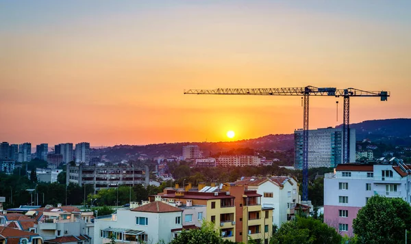 Θέα Στον Ορίζοντα Της Βάρνας Φόντο Ηλιοβασίλεμα — Φωτογραφία Αρχείου