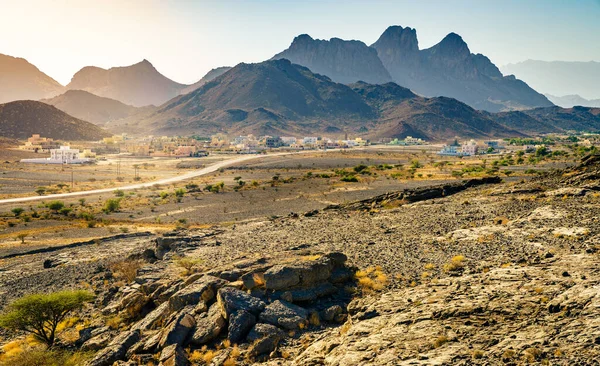 Utsikt Över Hajar Bergen Och Liten Nära Hoota Grottan Oman — Stockfoto