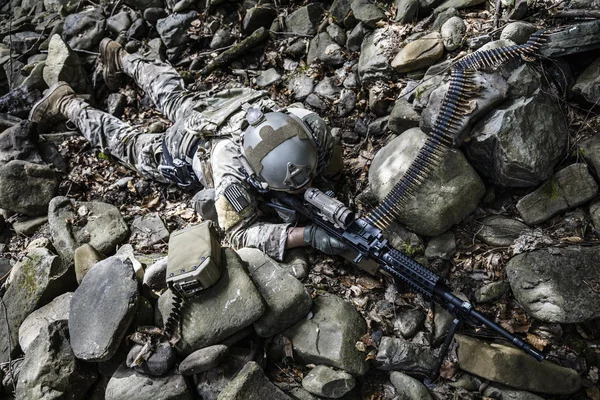 Exército ranger máquina artilheiro — Fotografia de Stock