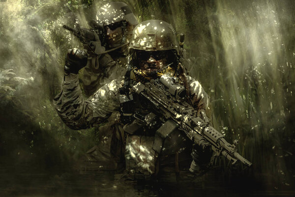 Green Berets soldiers in the jungle