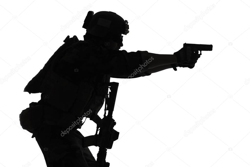 soldier with pistol