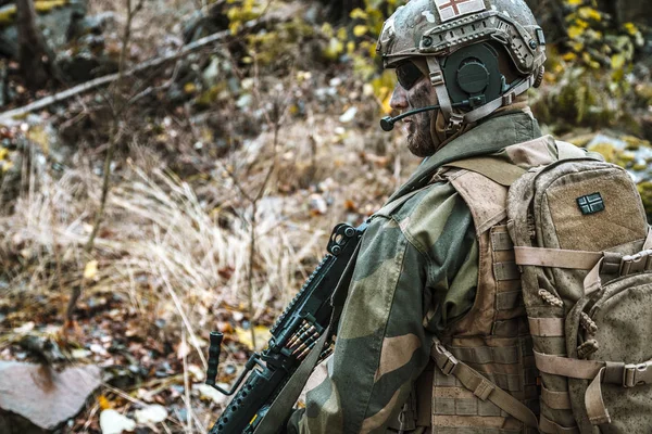 Norvég katona az erdő — Stock Fotó