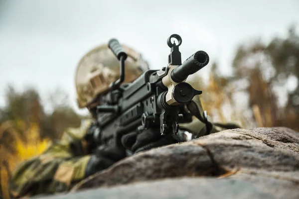 Norwegian soldier in the forest — Stock Photo, Image