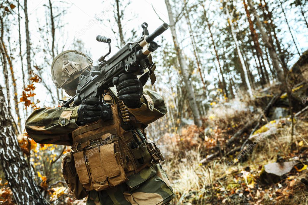 norwegian soldier in the forest