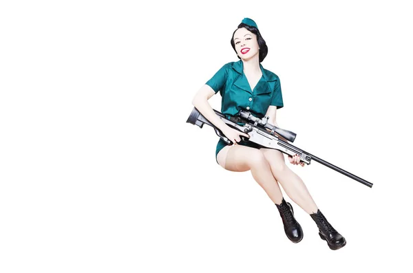 Militaire pin-up vrouw — Stockfoto