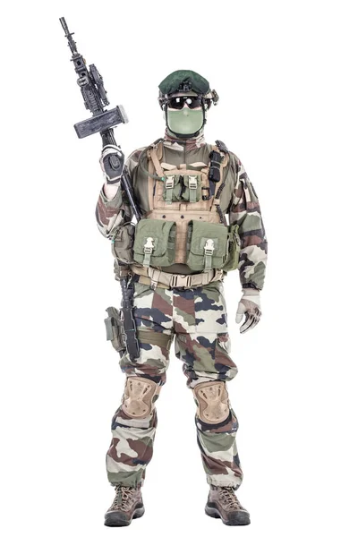 French paratrooper with weapons — Stock Photo, Image