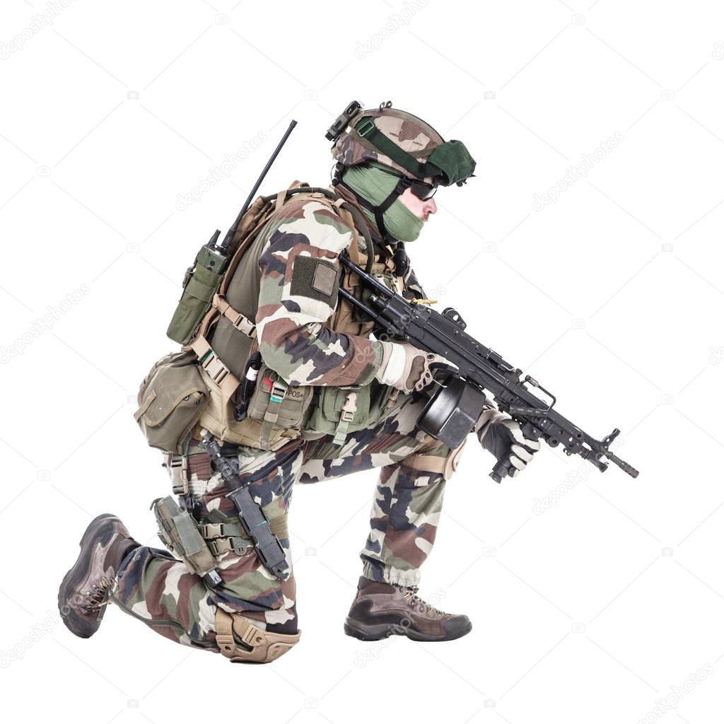 French paratrooper with weapons