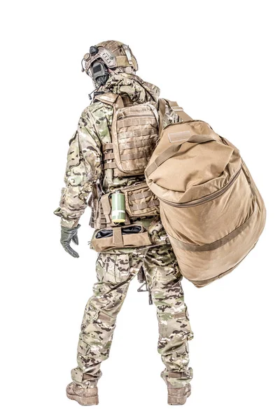 Soldier with gym bag — Stock Photo, Image