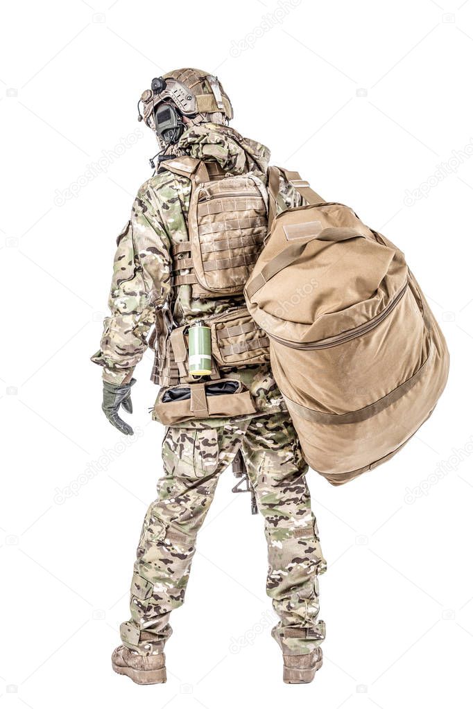 Soldier with gym bag