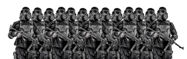 Trupp futuristiska nazistiska soldater — Stockfoto