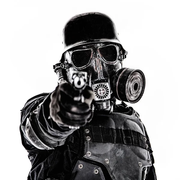 Futuristic nazi soldier shoot you are doomed — Stock Photo, Image