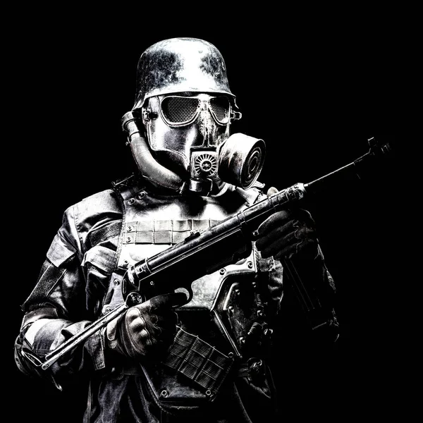 Futuristic nazi soldier studio shot — Stock Photo, Image