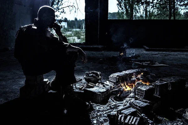 Kouření po boji — Stock fotografie