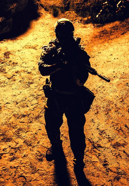 Black silhouette of soldier — Stock Photo, Image