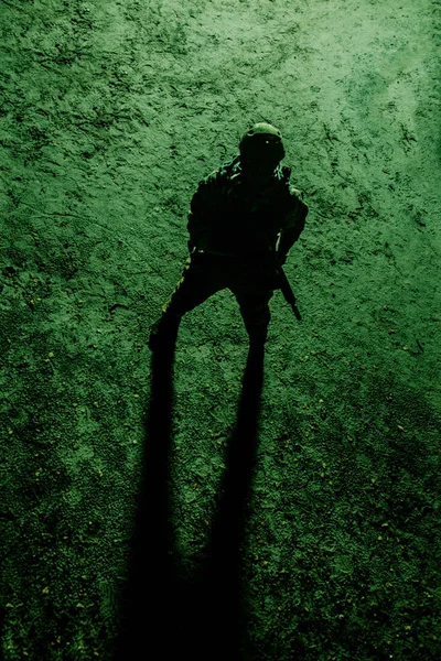 Black silhouette of soldier — Stock Photo, Image