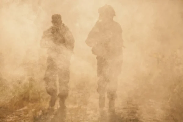 US Marines in action. Desert sandstorm — Stock Photo, Image