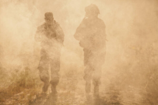 US Marines in action. Desert sandstorm