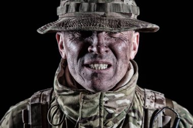 Elite troops angry military soldier clenching teeth clipart