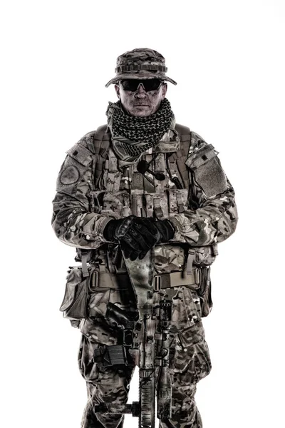 Army special forces soldier isolated studio shoot — Stock Photo, Image