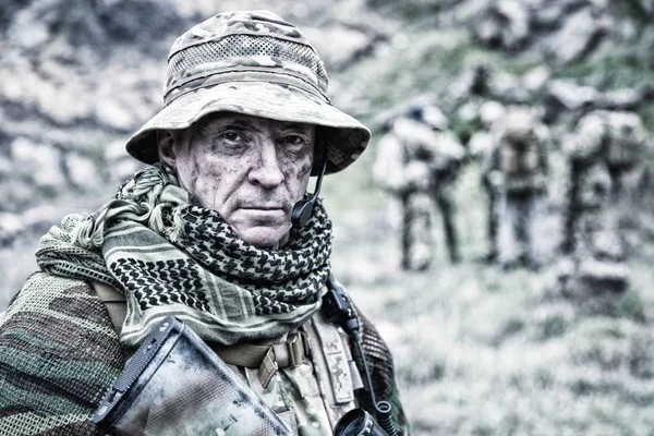Soldado militar experiente comandante close-up retrato — Fotografia de Stock