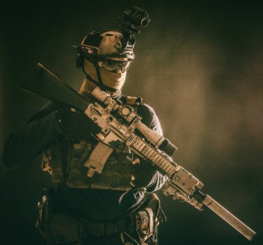 Counter terrorist squad sniper soldier studio shoot