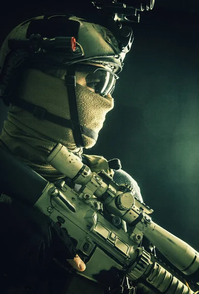 Army elite troops sniper low key studio portrait — 스톡 사진