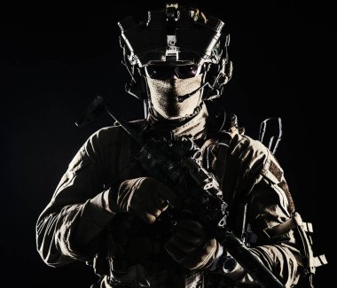 Military security service shooter soldier studio portrait