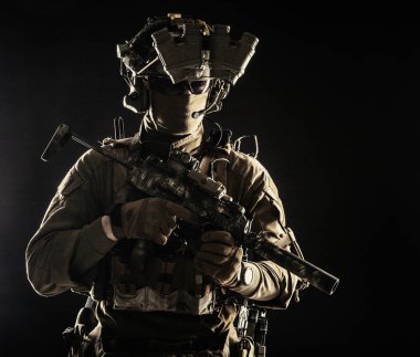 Military security service shooter soldier studio portrait