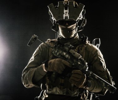 Military security service shooter soldier studio portrait