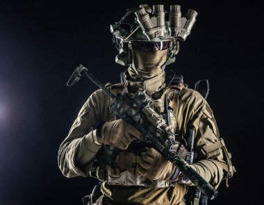 Military security service shooter soldier studio portrait